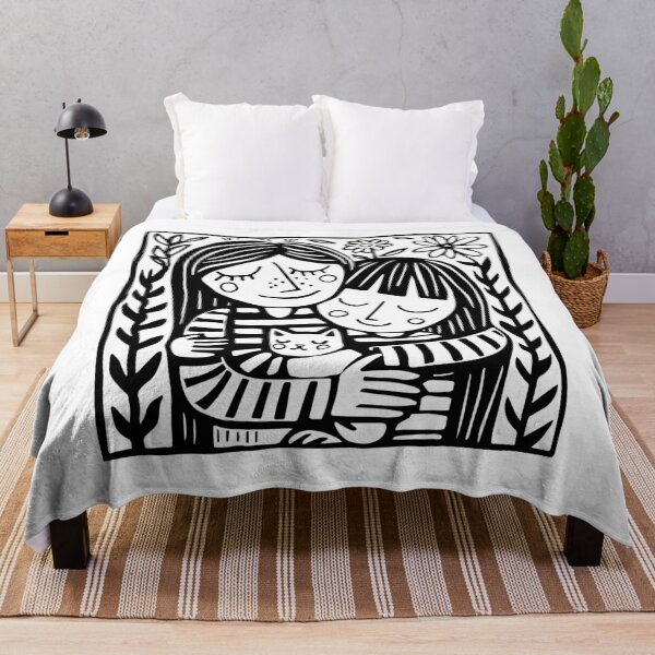 Item preview, Mom and Daughter with Cat - Mother’s Day Design Art - Family art designed and sold by House Of Roza.