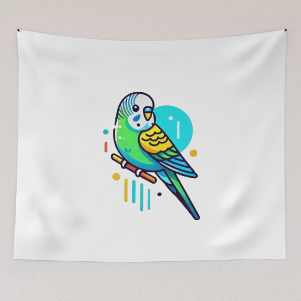 Item preview, Whimsical Budgie Illustration designed and sold by KittyKatto.