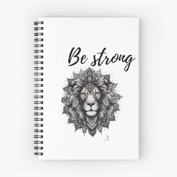 Item preview, cute mandala lion design with phrase "be strong designed and sold by Kikimarketplace.