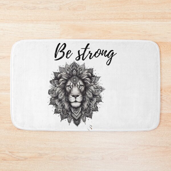 Item preview, cute mandala lion design with phrase "be strong designed and sold by Kikimarketplace.