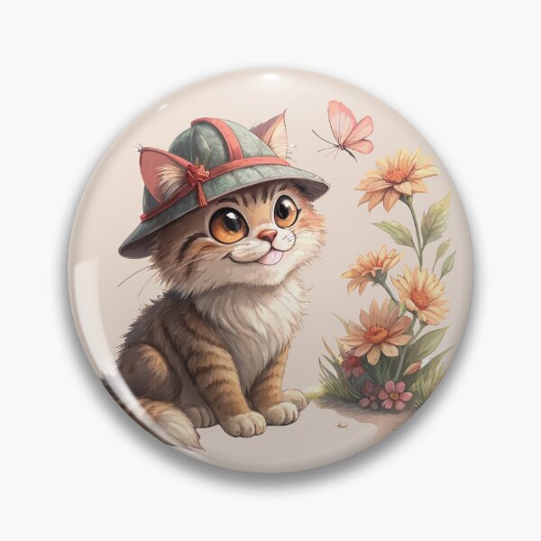Item preview, Adventurous Cat with Butterfly and Flowers designed and sold by Alihassan-Art.