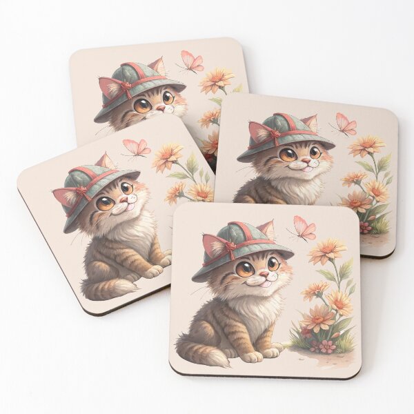 Item preview, Adventurous Cat with Butterfly and Flowers designed and sold by Alihassan-Art.