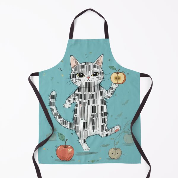 Item preview, kawaii cat joggling half-apples designed and sold by Azrabi.