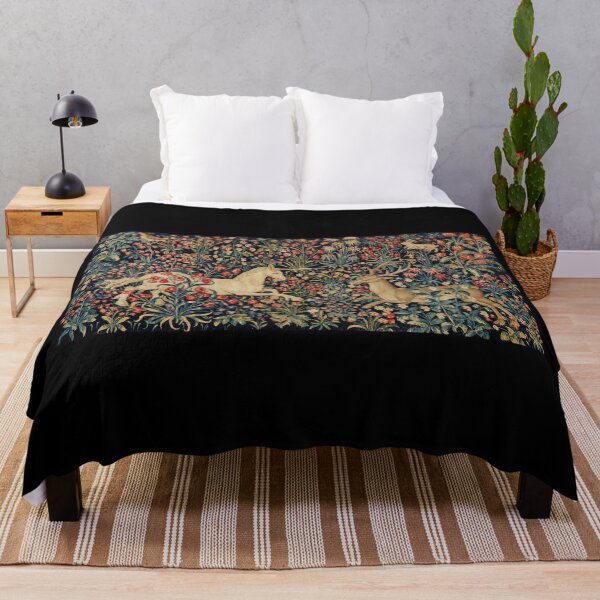 Item preview, Medieval Unicorn Midnight Floral Tapestry designed and sold by Epitome Girl.