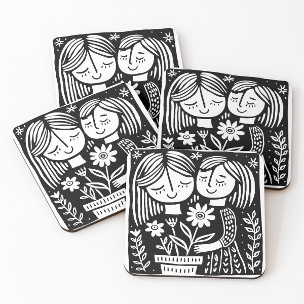 Item preview, Mother and Daughter Illustration with Blossoming Flowers - Gift for Moms designed and sold by House Of Roza.