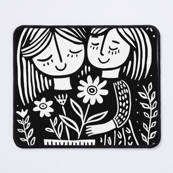 Item preview, Mother and Daughter Illustration with Blossoming Flowers - Gift for Moms designed and sold by House Of Roza.