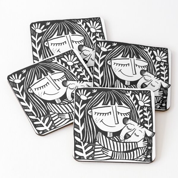 Item preview, Mom and Dog Bonding Illustration - Dog Lover Gifts - Pet Lover Decor designed and sold by House Of Roza.