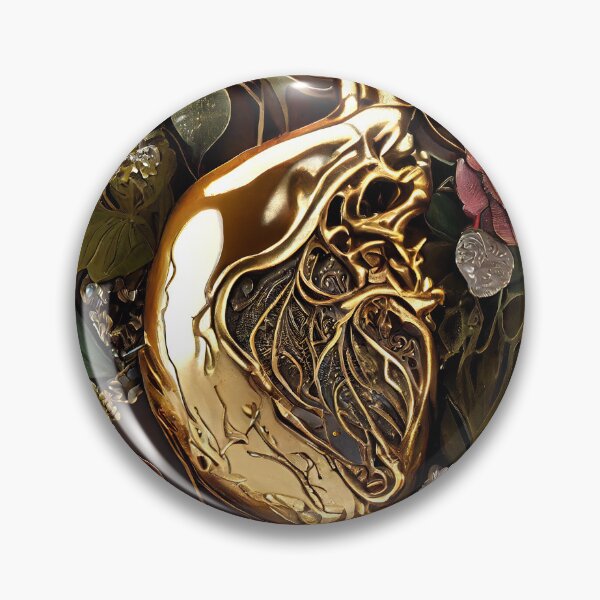 Item preview, Blooming anatomical human golden heart designed and sold by anytka.