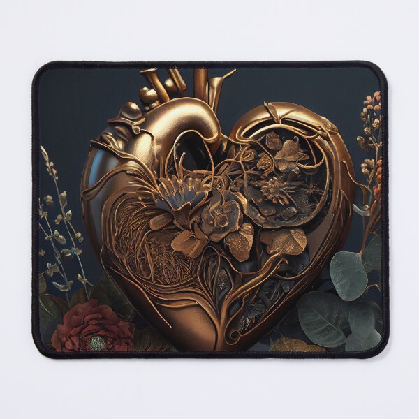 Item preview, Blooming anatomical human golden heart designed and sold by anytka.
