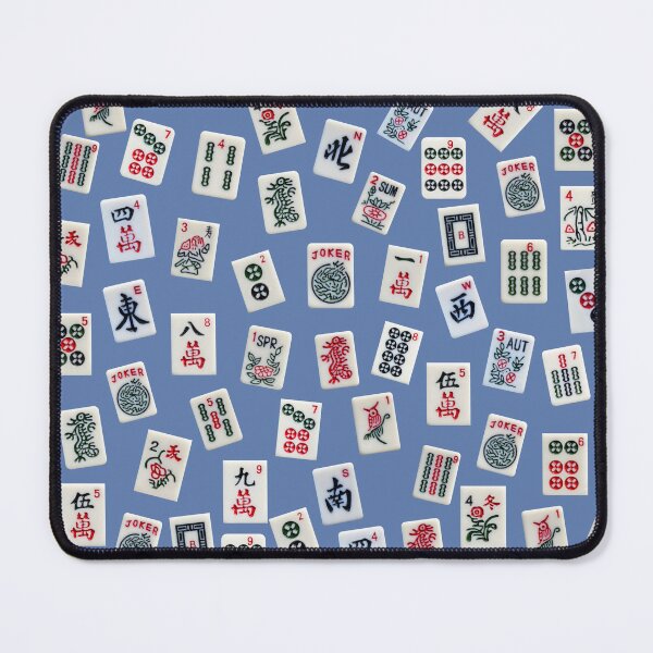 Item preview, MahJong tiles symbols design on blue designed and sold by Zina Stromberg.