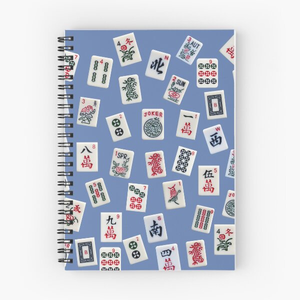 Item preview, MahJong tiles symbols design on blue designed and sold by Zina Stromberg.