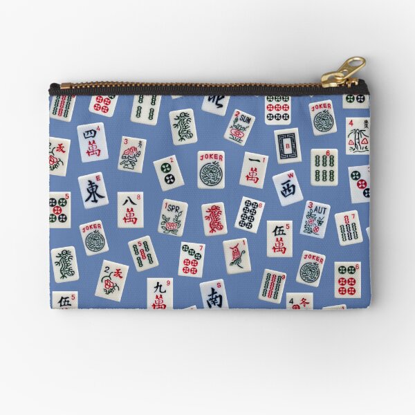 Item preview, MahJong tiles symbols design on blue designed and sold by Zina Stromberg.