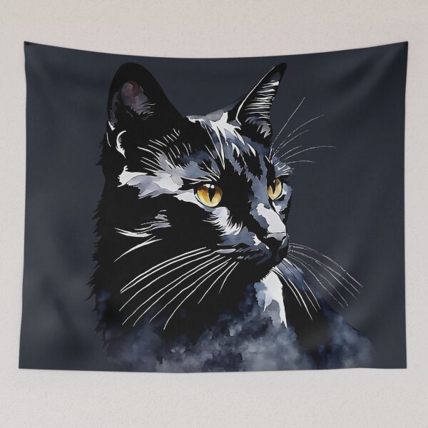 Item preview, Vintage Cat Art: Black Cat Watercolor Painting | Noir Cat Art | Gothic Art | Cat Art | Cat Watercolor Painting designed and sold by UnhingedBird.