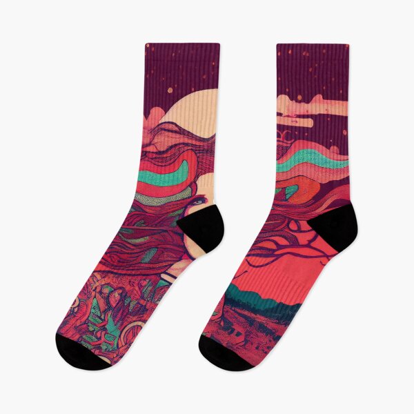 Item preview, Trippy and psychedelic artwork with female face and TV. Surreal illustration in vivid multicolors designed and sold by anytka.