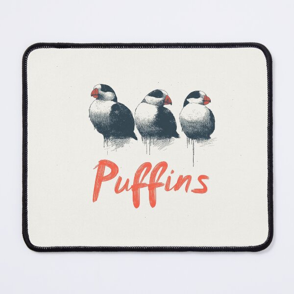 Item preview, Minimalist Puffin Trio Illustration with Bold Typography designed and sold by Retro Travel Design.