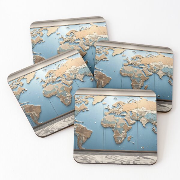 Item preview, Modern World Map Wall Art in an Elegant Interior designed and sold by yaser1234.