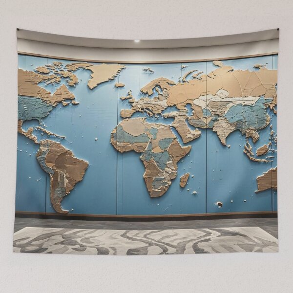 Item preview, Modern World Map Wall Art in an Elegant Interior designed and sold by yaser1234.
