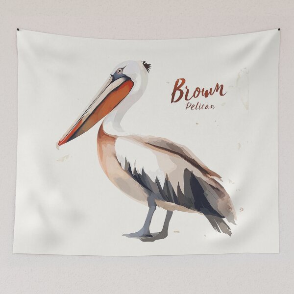Item preview, Brown Pelican Watercolor Illustration with Elegant Typography designed and sold by Retro Travel Design.