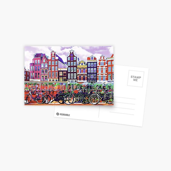 Amsterdam Row Houses Postcard