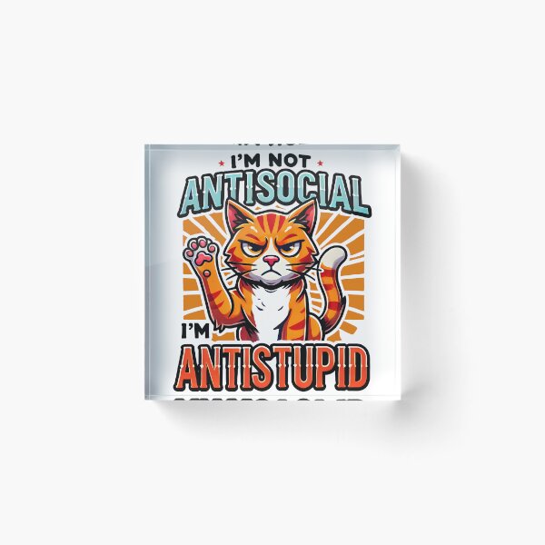 Item preview,  Antisocial Antistupid Funny Grumpy Cat Design designed and sold by DrawHandArt.