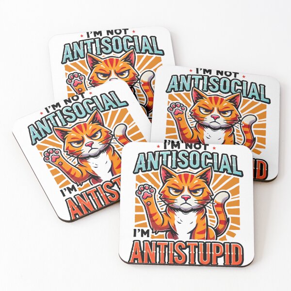 Item preview,  Antisocial Antistupid Funny Grumpy Cat Design designed and sold by DrawHandArt.
