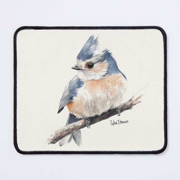 Item preview, Tufted Titmouse Watercolor Illustration on Branch designed and sold by Retro Travel Design.