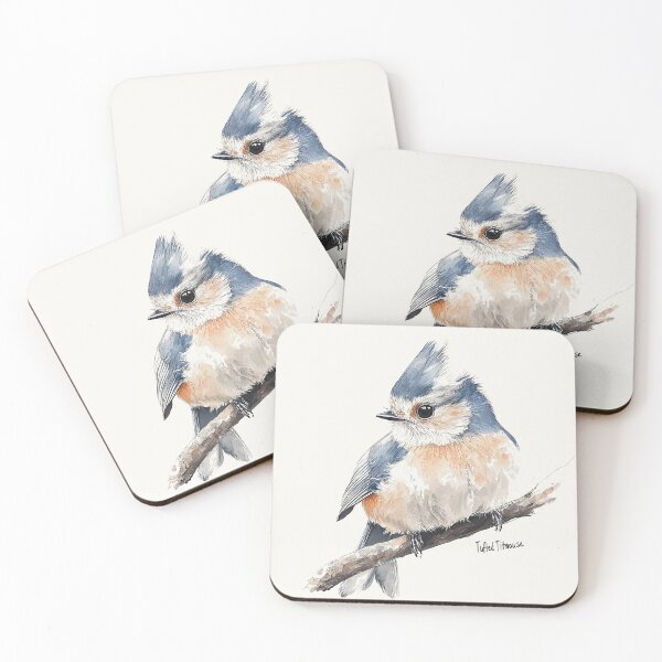 Item preview, Tufted Titmouse Watercolor Illustration on Branch designed and sold by Retro Travel Design.