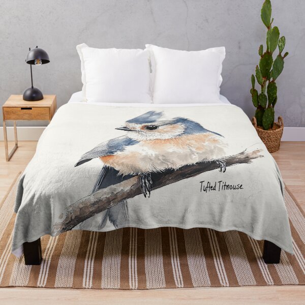 Item preview, Tufted Titmouse Watercolor Illustration on Branch designed and sold by Retro Travel Design.