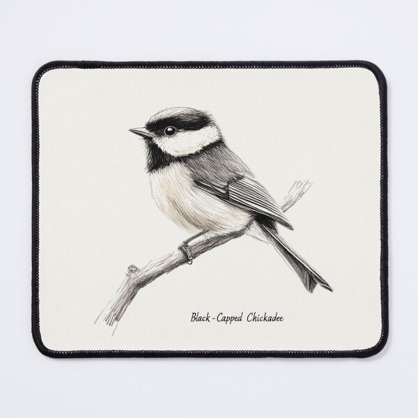 Item preview, Black-Capped Chickadee Illustration with Intricate Pencil Detailing designed and sold by Retro Travel Design.