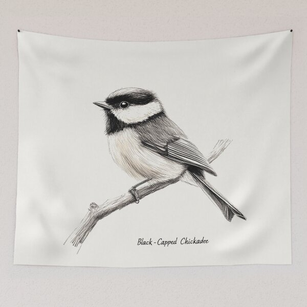 Item preview, Black-Capped Chickadee Illustration with Intricate Pencil Detailing designed and sold by Retro Travel Design.