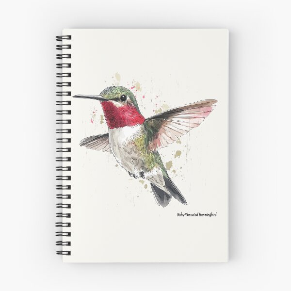 Item preview, Ruby-Throated Hummingbird Watercolor Illustration in Flight designed and sold by Retro Travel Design.