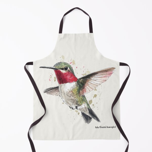 Item preview, Ruby-Throated Hummingbird Watercolor Illustration in Flight designed and sold by Retro Travel Design.