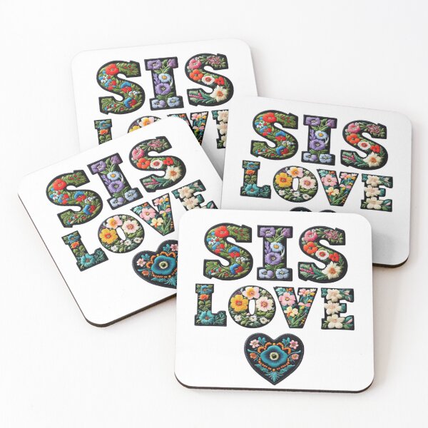 Item preview, Floral Sis Love – Embroidered Text Art for Sisters designed and sold by mayank2401.