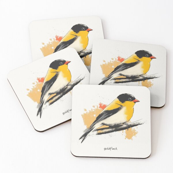 Item preview, American Goldfinch Illustration with Vibrant Splash Background designed and sold by Retro Travel Design.
