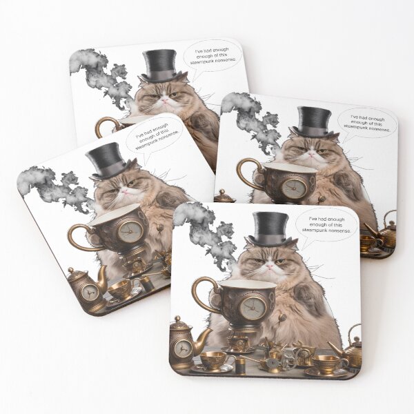 Item preview, Steampunk Teaparty Grumpy Kitty designed and sold by ChonkingHazard.