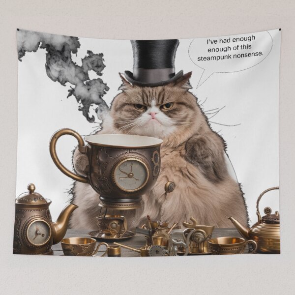 Item preview, Steampunk Teaparty Grumpy Kitty designed and sold by ChonkingHazard.