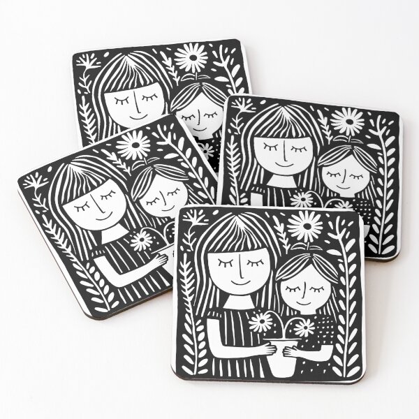 Item preview, Minimal Mom and Daughter Line Art | Love & Connection Illustration designed and sold by House Of Roza.