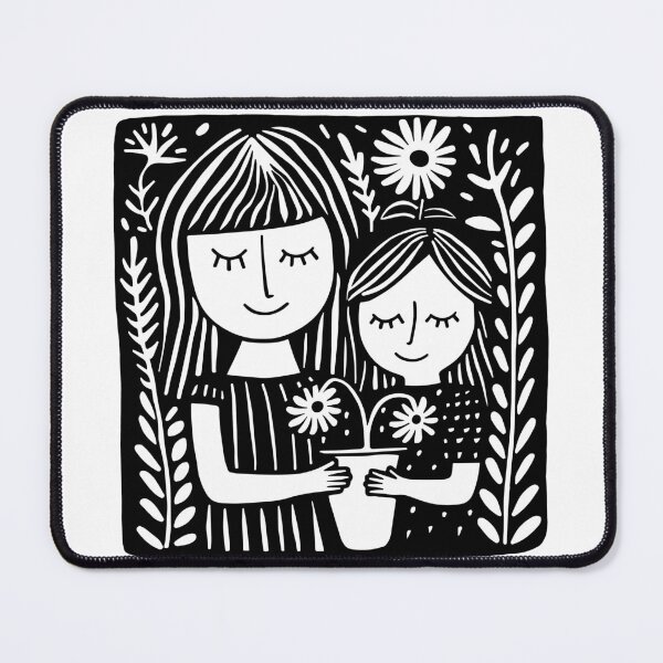 Item preview, Minimal Mom and Daughter Line Art | Love & Connection Illustration designed and sold by House Of Roza.