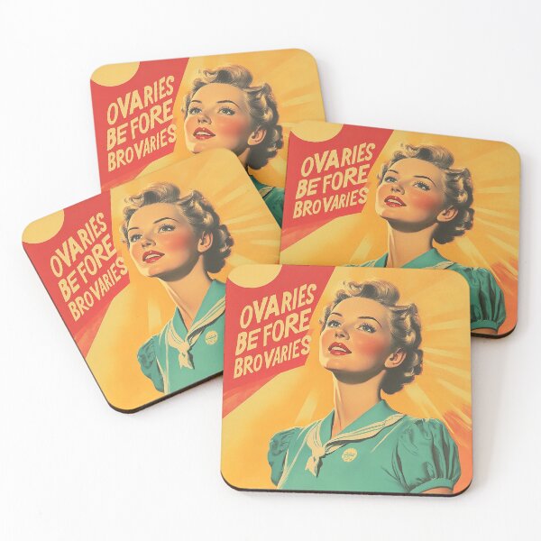 Item preview, Retro Feminist Poster - ‘Ovaries Before Brovaries’ Empowerment Art designed and sold by Retro Travel Design.
