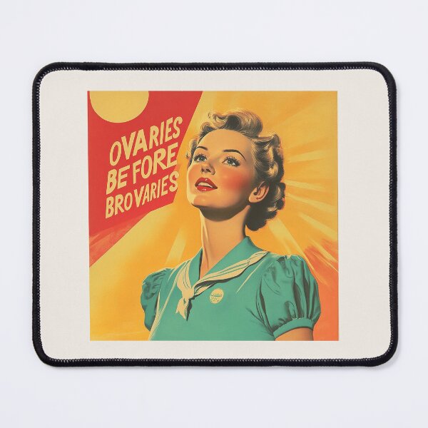 Item preview, Retro Feminist Poster - ‘Ovaries Before Brovaries’ Empowerment Art designed and sold by Retro Travel Design.