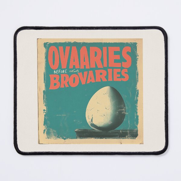 Item preview, Vintage ‘Ovaries Before Brovaries’ Egg Illustration designed and sold by Retro Travel Design.