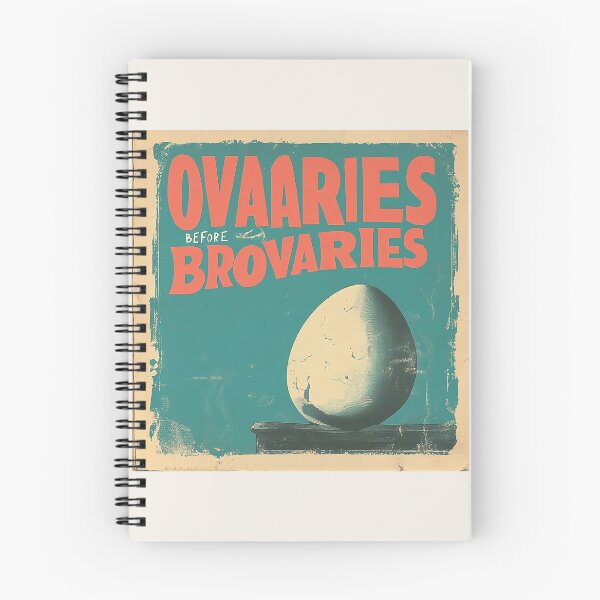 Item preview, Vintage ‘Ovaries Before Brovaries’ Egg Illustration designed and sold by Retro Travel Design.