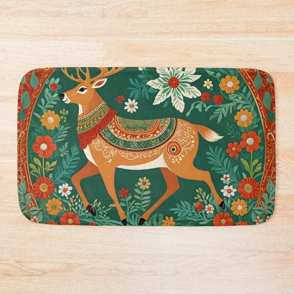 Item preview, Christmas Mandala with Deer and Floral Motifs designed and sold by MandalasShops.