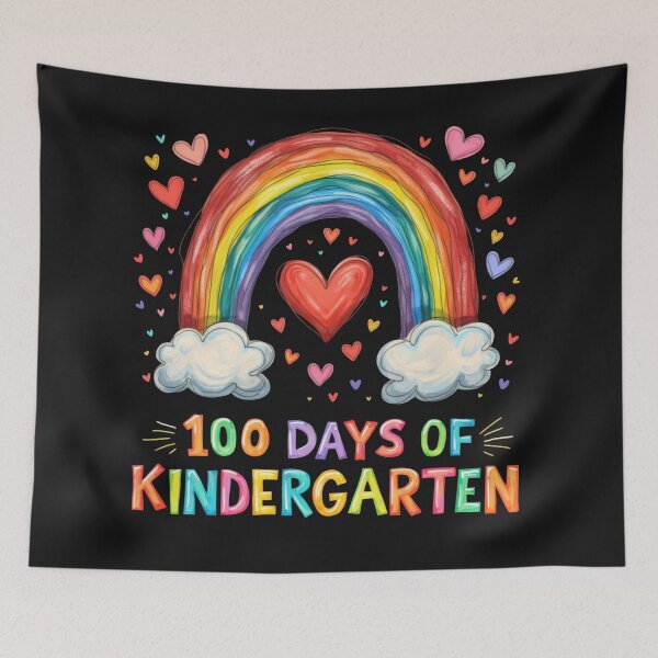 Item preview, 100 days of kindergarten rainbow hearts designed and sold by GogoGrove.