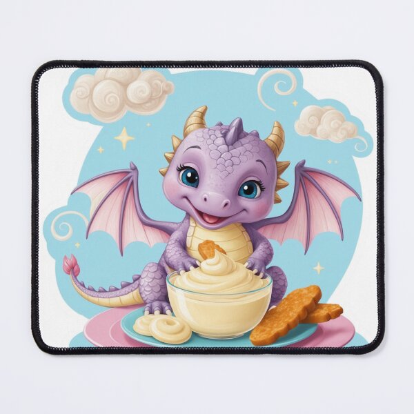 Item preview, Cute Baby Dragon Hatchling Eating Fishfingers and Custard designed and sold by CuteopiaGallery.