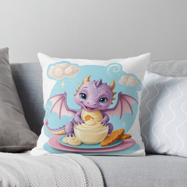Item preview, Cute Baby Dragon Hatchling Eating Fishfingers and Custard designed and sold by CuteopiaGallery.