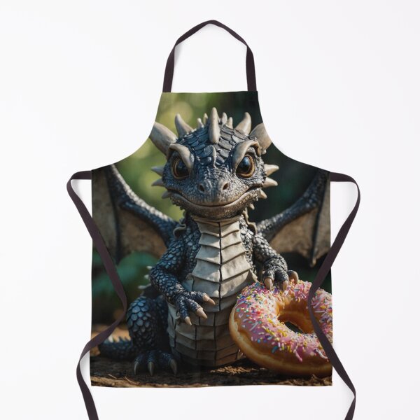 Item preview, Cute Baby Black Dragon Hatchling with a Donut designed and sold by CuteopiaGallery.