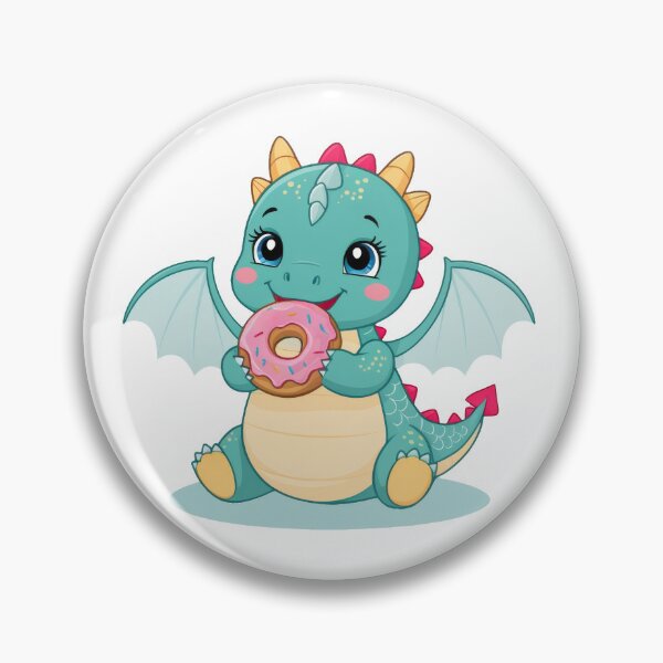 Item preview, Cute Baby Dragon Eating a Donut designed and sold by CuteopiaGallery.