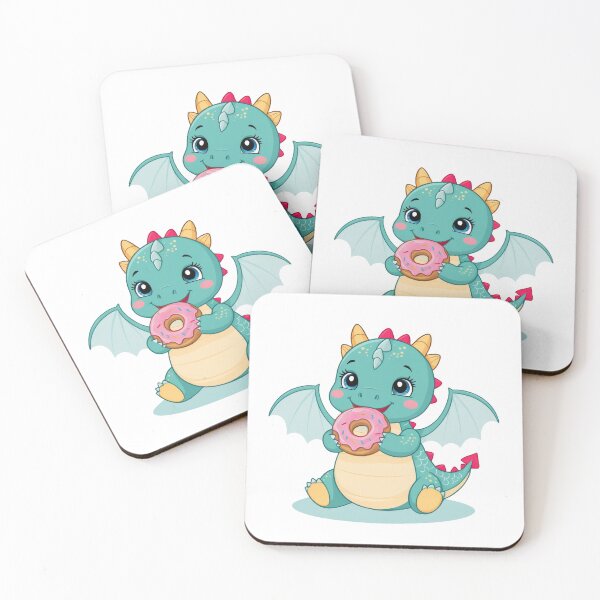 Item preview, Cute Baby Dragon Eating a Donut designed and sold by CuteopiaGallery.