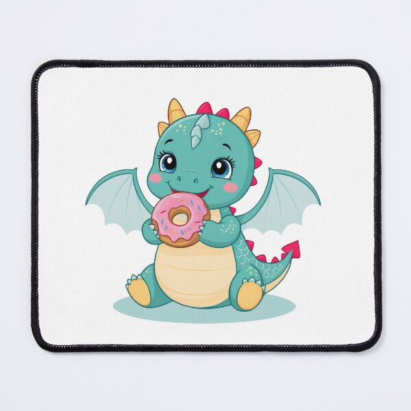 Item preview, Cute Baby Dragon Eating a Donut designed and sold by CuteopiaGallery.